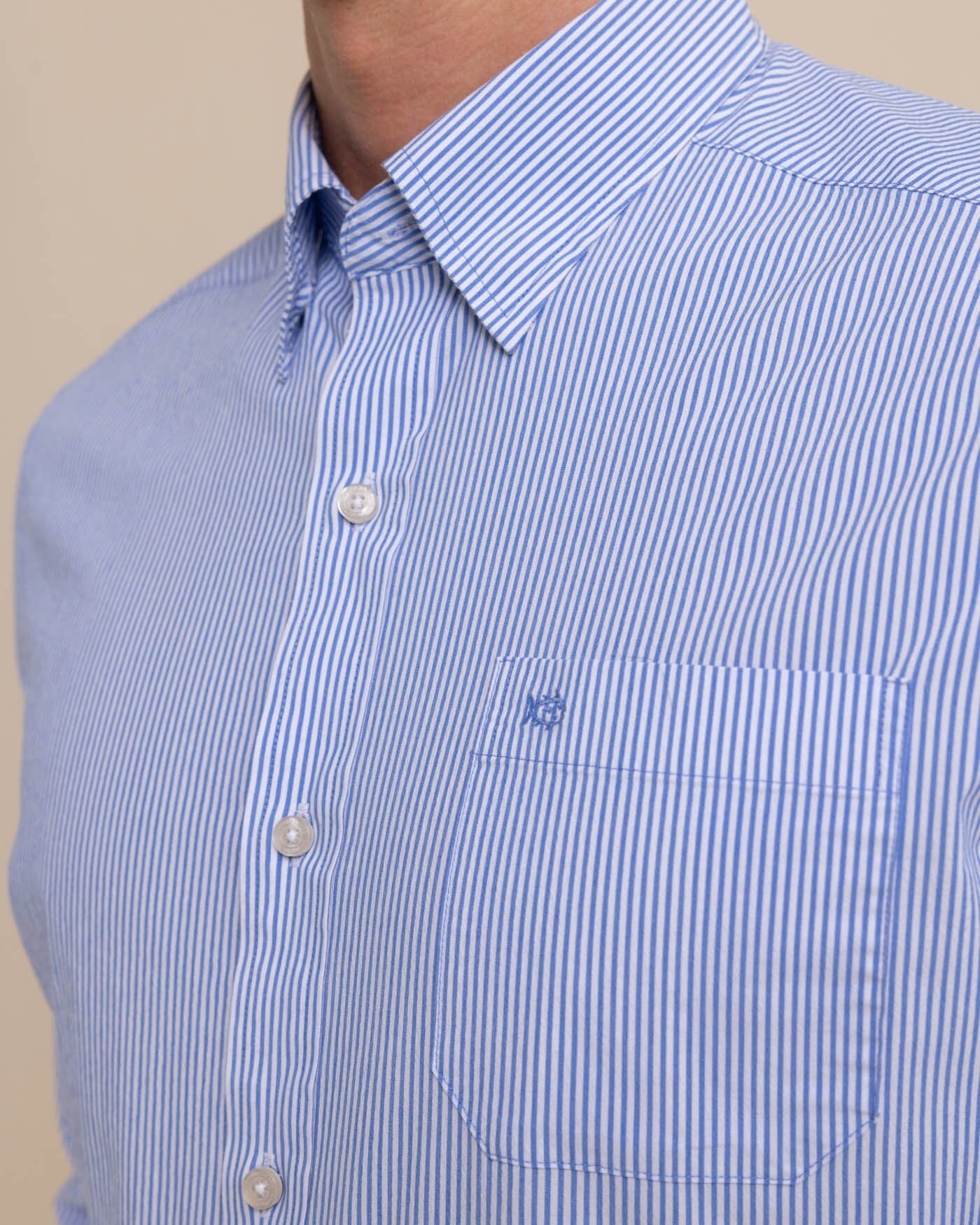 Charleston Granby Stripe Embroidered Sport Shirt