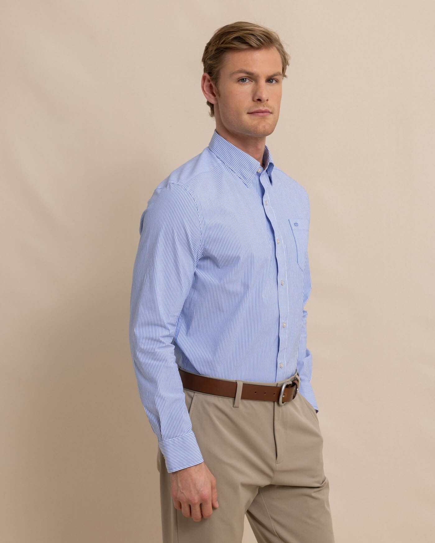 Charleston Granby Stripe Embroidered Sport Shirt