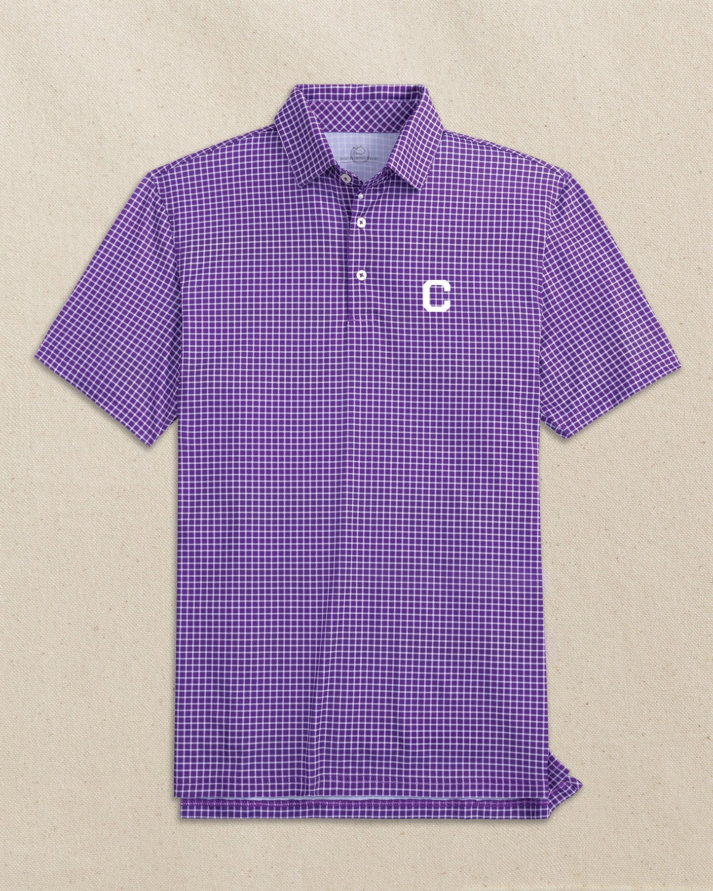 Clemson Tigers Block C Driver Dunes Edge Plaid Polo